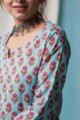Image for Kusvaa Taf33 Glacier Blue Regular Kurta Closeup