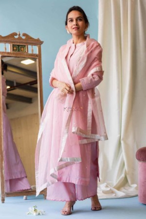 Image for Kusvaa Ve04 Pink Flare Chanderi Complete Set Front