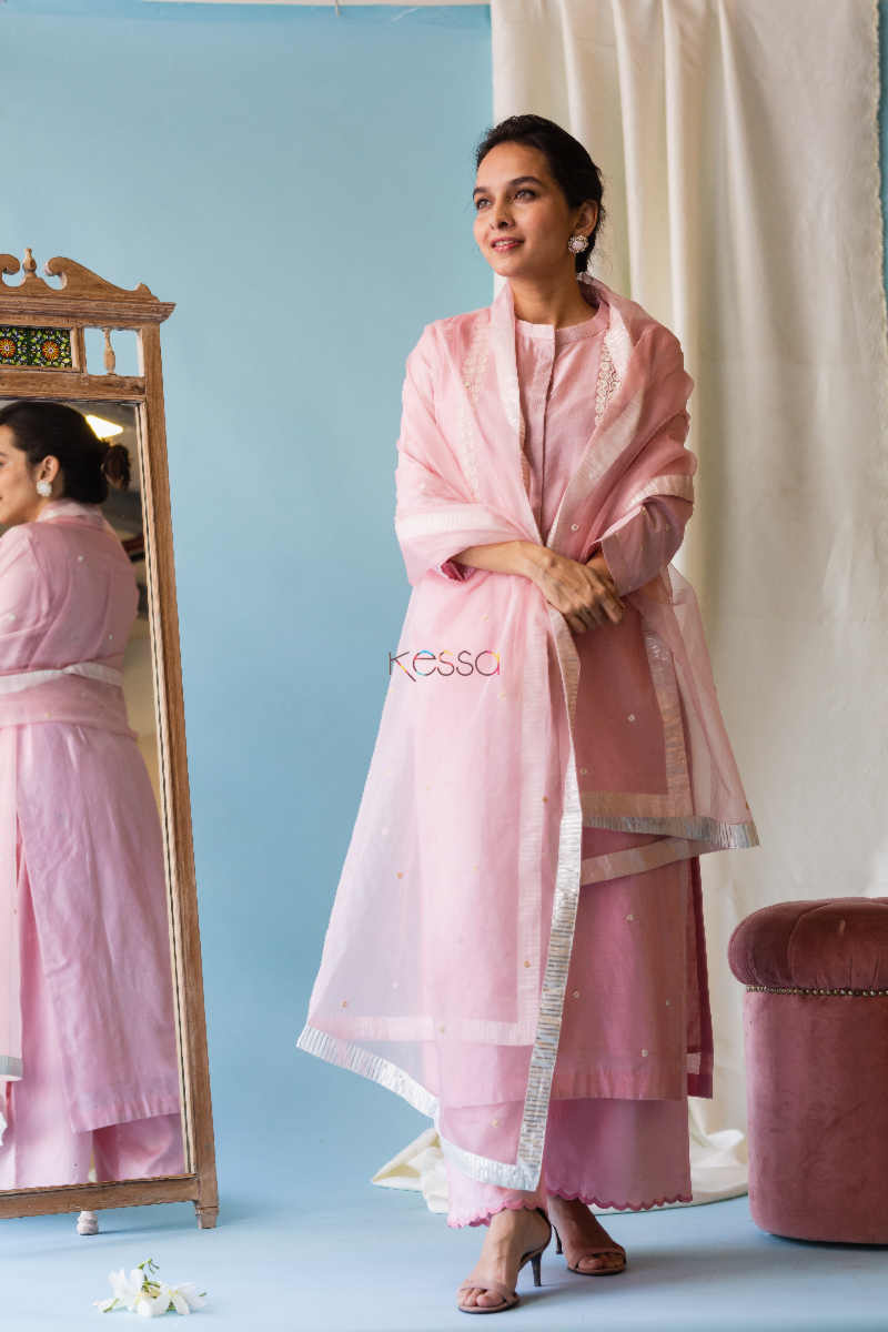 Image for Kusvaa Ve04 Pink Flare Chanderi Complete Set Look