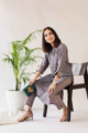 Image for Kusvaa Ws580 Soya Bean Straight Kurta With Pants Sitting