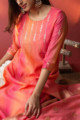 Image for Kusvaa Ws581 Pink Peach Chanderi Kurta Closeup