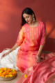 Image for Kusvaa Ws581 Pink Peach Chanderi Kurta Sitting