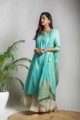 Image for Kusvaa Ws582 Shadow Green Chanderi Striaght Kurta Side
