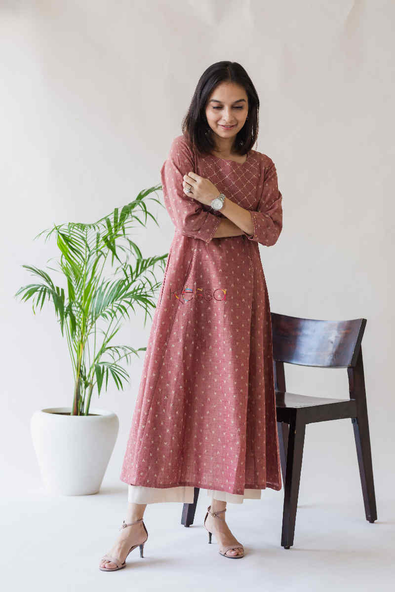 Image for Kusvaa Ws585 Brandy Rose A Line South Cotton Kurta