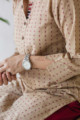 Image for Kusvaa Ws590 Mongoose Beige And Red South Cotton Kurta Closeup