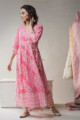 Image for Kusvaa Ws592 Shades Pink Block Print Kalidaar Kurta 1 1side
