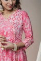 Image for Kusvaa Ws592 Shades Pink Block Print Kalidaar Kurta 1 Closeup
