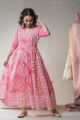 Image for Kusvaa Ws592 Shades Pink Block Print Kalidaar Kurta 1 Front