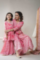 Image for Kusvaa Ws592 Shades Pink Block Print Kalidaar Kurta 1 Look 1