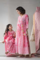 Image for Kusvaa Ws592 Shades Pink Block Print Kalidaar Kurta 1 Look 3