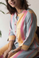 Image for Kusvaa Ws593 Peach Yellow Pink Grey Straight Fit Kurta Closeup