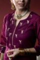 Image for Kusvaa Ws594 Wine Chanderi Straight Fit Kurta 1 Closeup