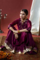 Image for Kusvaa Ws594 Wine Chanderi Straight Fit Kurta 1 Sitting