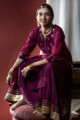 Image for Kusvaa Ws594 Wine Chanderi Straight Fit Kurta 2 Sitting