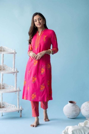 Image for Kusvaa Ws596 French Rose Kurta Pant Set Featured