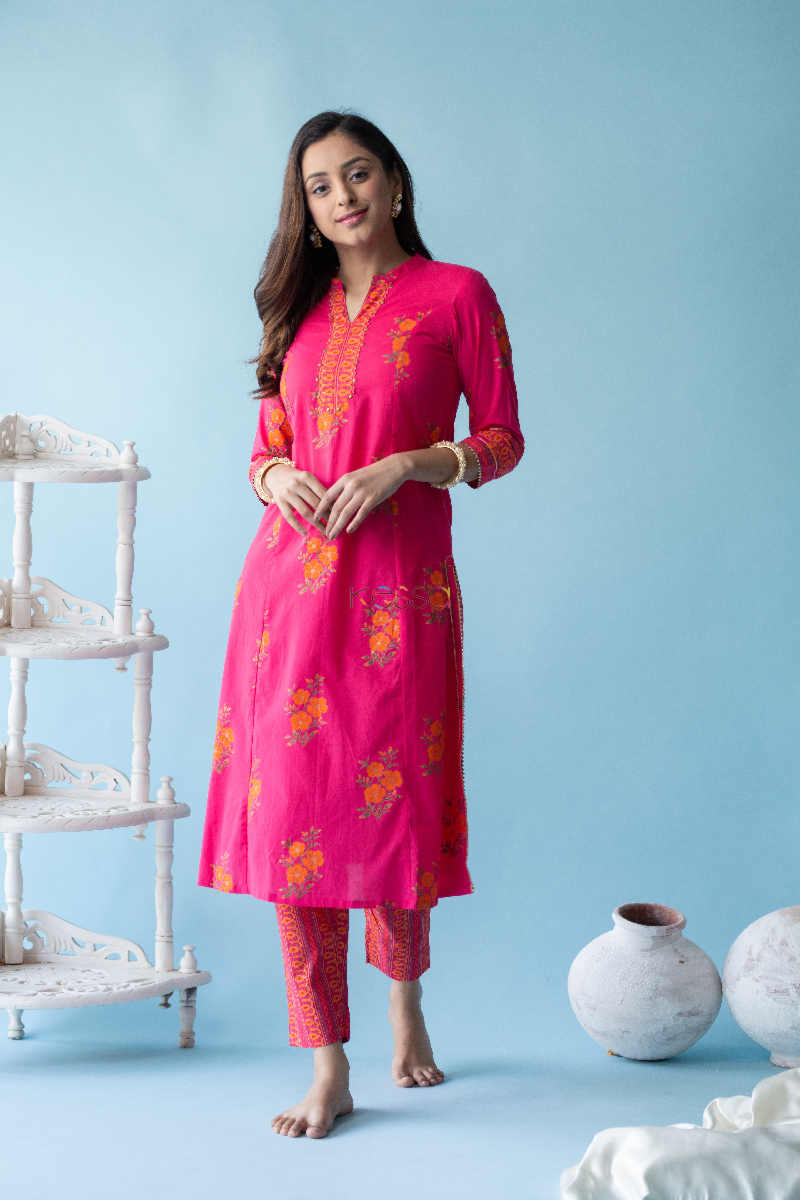 Image for Kusvaa Ws596 French Rose Kurta Pant Set Featured