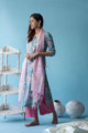 Image for Kusvaa Ws597 Aqua Island Blue Block Print Straight Fit Kurta Side