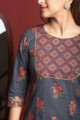 Image for Kusvaa Ws599 Tuna Grey Kurta Pant Set Closeup
