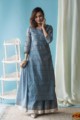 Image for Kusvaa Ws600 Oslo Grey Chanderi Straight Fit Kurta Look 1