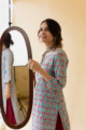 Image for Kusvaa Wsr132 Oxley Blue Red Block Print Kurta Top