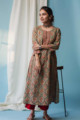 Image for Kusvaa Wsr135 Willow Grove Ethnic Block Print Kurta Fron