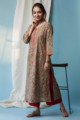 Image for Kusvaa Wsr135 Willow Grove Ethnic Block Print Kurta Look 1