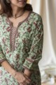 Image for Kusvaa Wsr136 Swamp Green Block Print Straight Fit Kurta Closeup