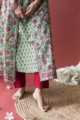 Image for Kusvaa Wsr140 Fringy Flower Green Block Print A Line Kurta Lower 1