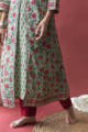 Image for Kusvaa Wsr140 Fringy Flower Green Block Print A Line Kurta Lower