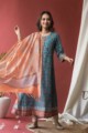 Image for Kusvaa Wsr142 Fountain Blue A Line Kurta Dupatta Set Look