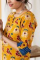 Image for Tangerine Rosewood Kalamkari Kurta Closeup