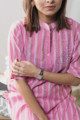 Image for Kusvaa Aep06 Pink Stripe Regular Kurta Closeup