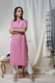 Image for Kusvaa Aep06 Pink Stripe Regular Kurta Front