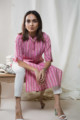 Image for Kusvaa Aep06 Pink Stripe Regular Kurta Sitting