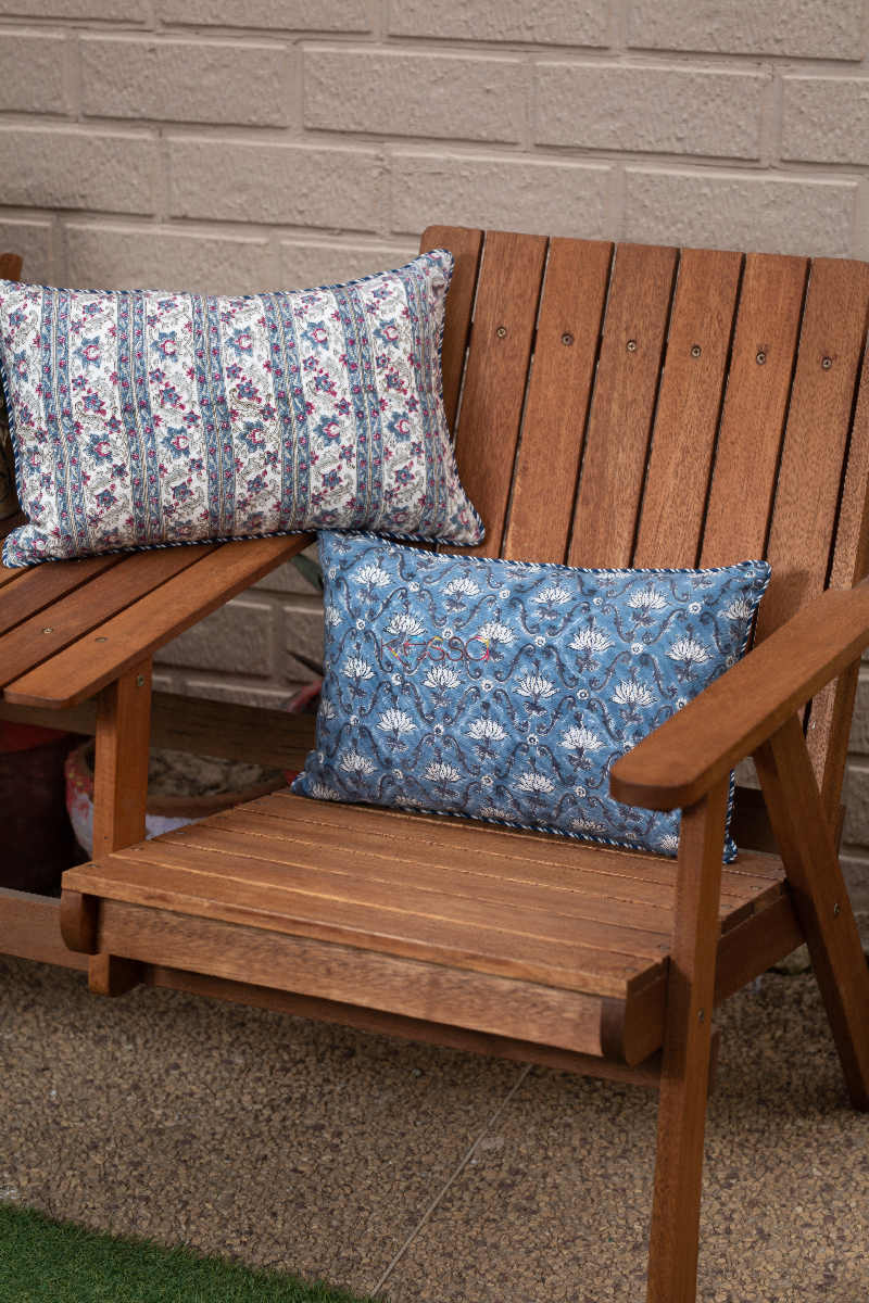 Image for Kusvaa Ksh01 Nepal Blue Block Print Shams Featured