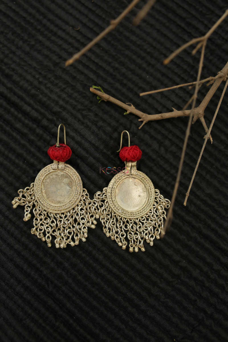 Image for Kusvaa Kt151 Coin Circluar Red Jhumkas 2