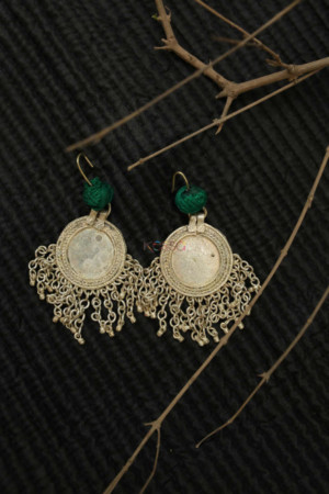 Image for Kusvaa Kt152 Coin Circluar Green Jhumkas 1