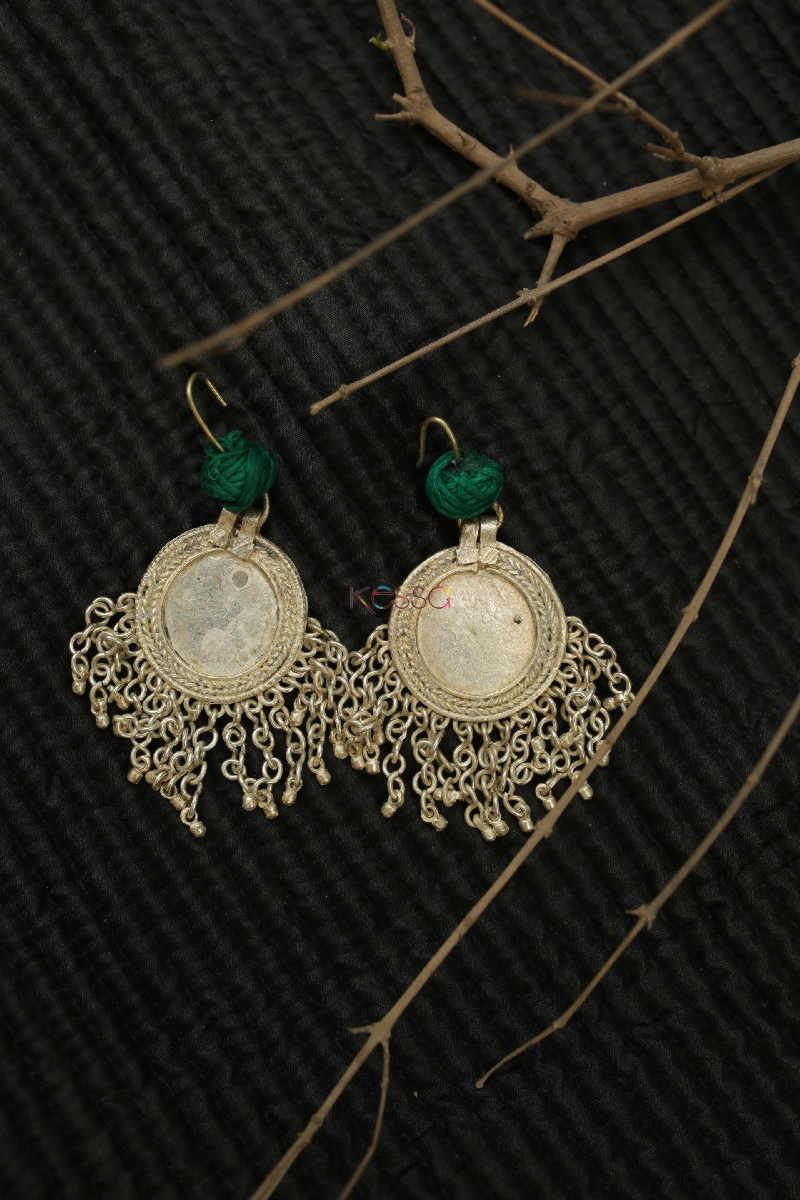 Image for Kusvaa Kt152 Coin Circluar Green Jhumkas 1