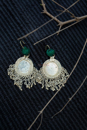 Image for Kusvaa Kt152 Coin Circluar Green Jhumkas Featured