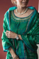 Image for Kusvaa Kuoj128 Green Pea Chanderi Kurta Dupatta Set Closeup