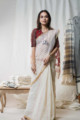 Image for Kusvaa Kuss04 Red Cream Taat Bengali Saree Front