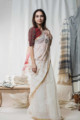 Image for Kusvaa Kuss04 Red Cream Taat Bengali Saree Right