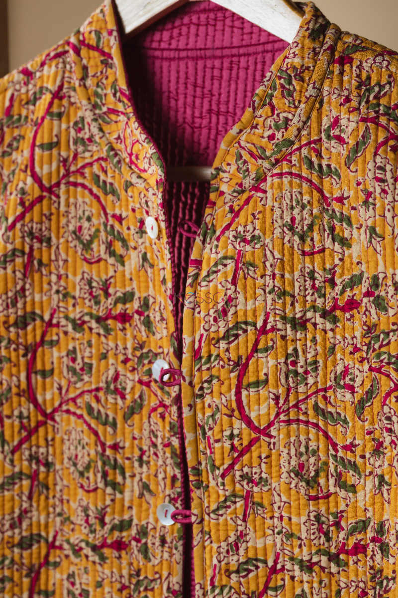Image for Kusvaa Sj22 Pink And Yellow Half Jacket Closeup 1