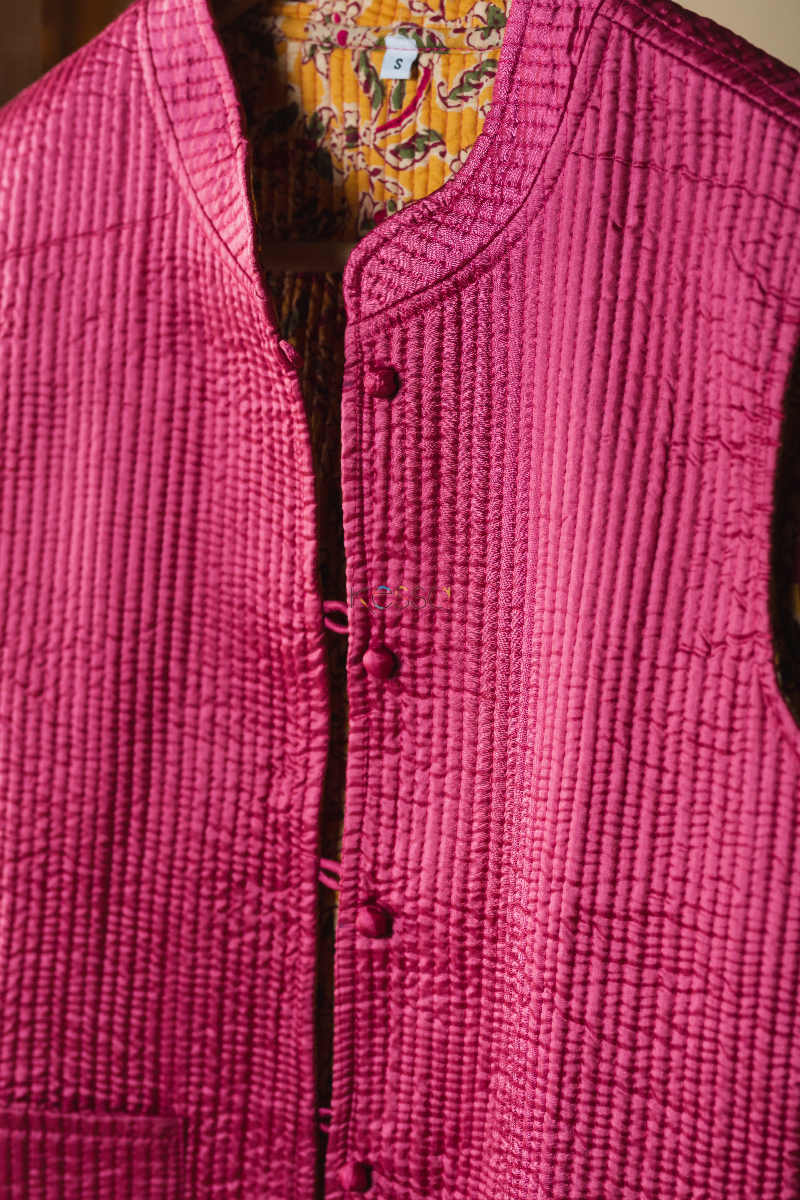 Image for Kusvaa Sj22 Pink And Yellow Half Jacket Closeup 2