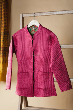 Image for Kusvaa Sjf23 Pink And Green Full Sleeves Jacket 1
