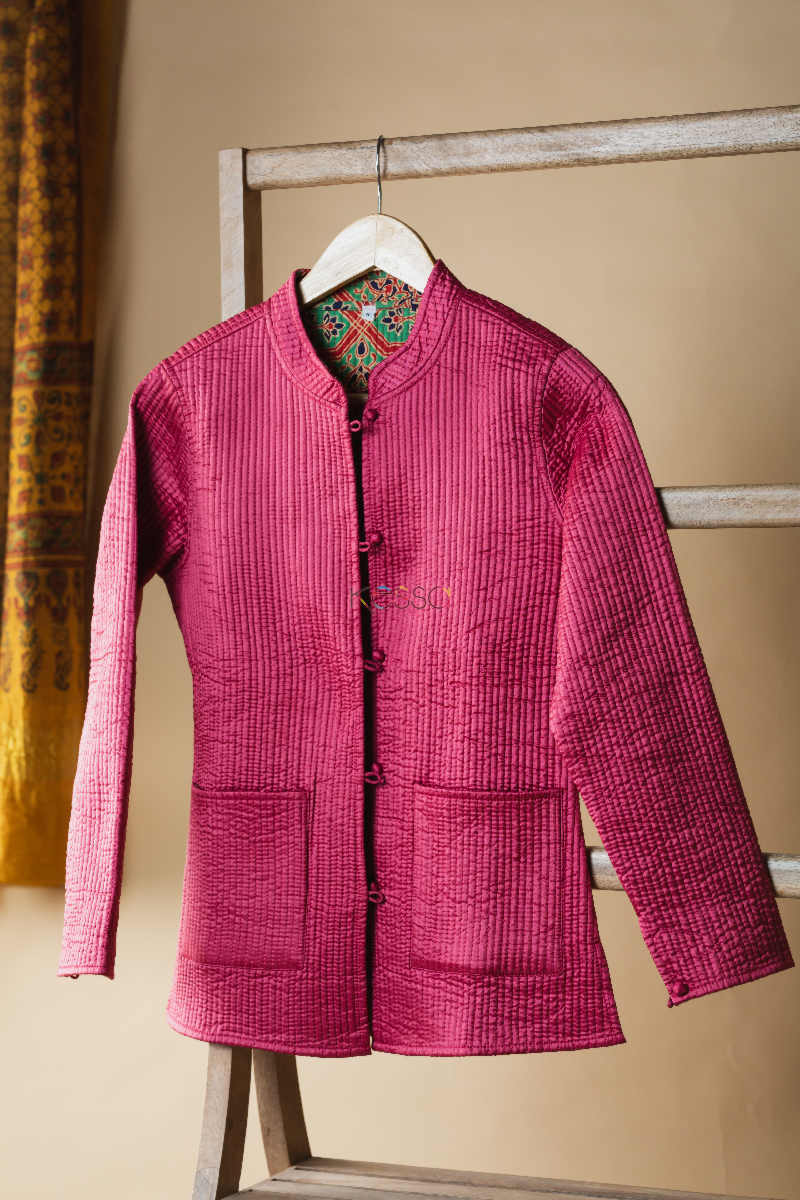 Image for Kusvaa Sjf23 Pink And Green Full Sleeves Jacket 1