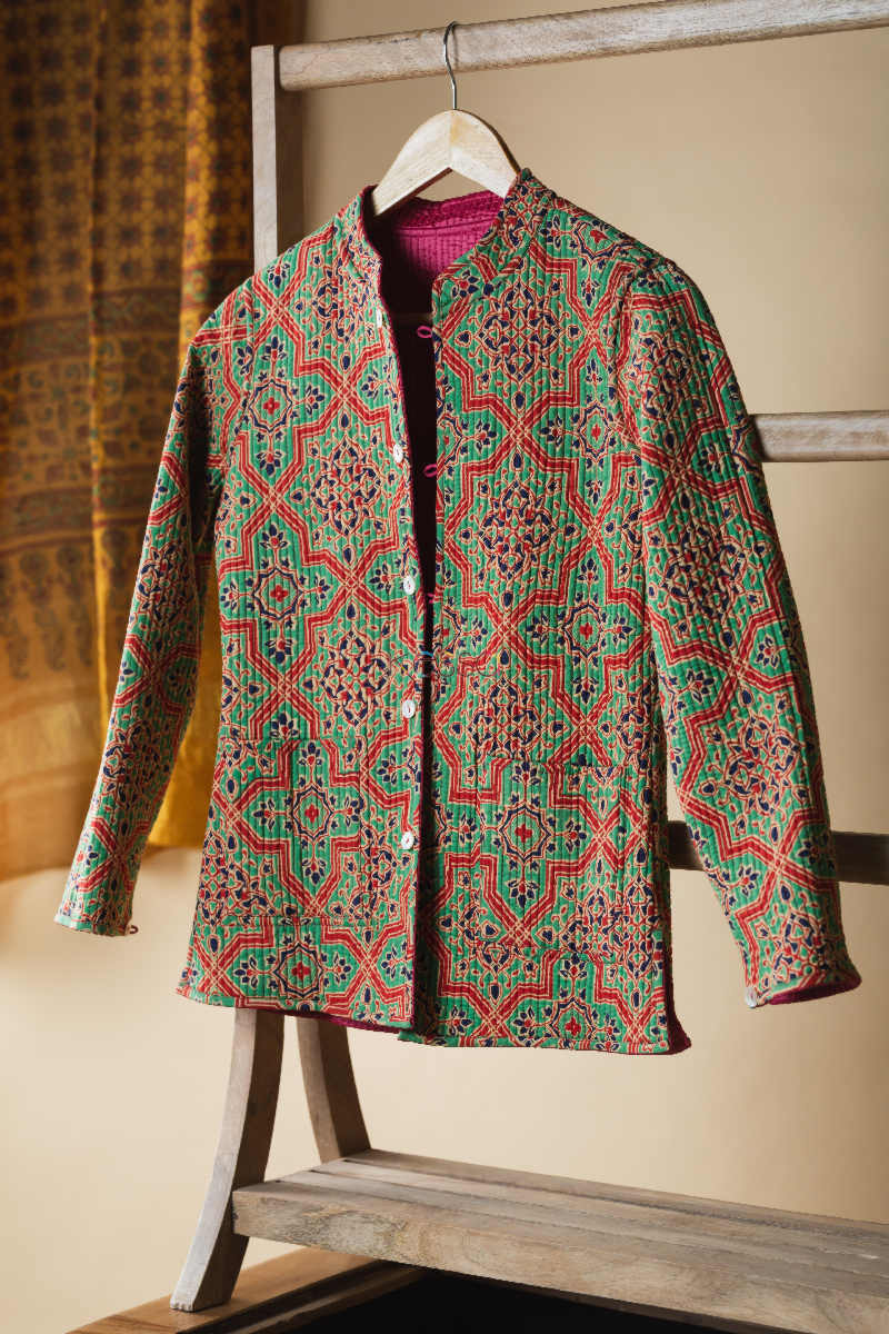 Image for Kusvaa Sjf23 Pink And Green Full Sleeves Jacket 2