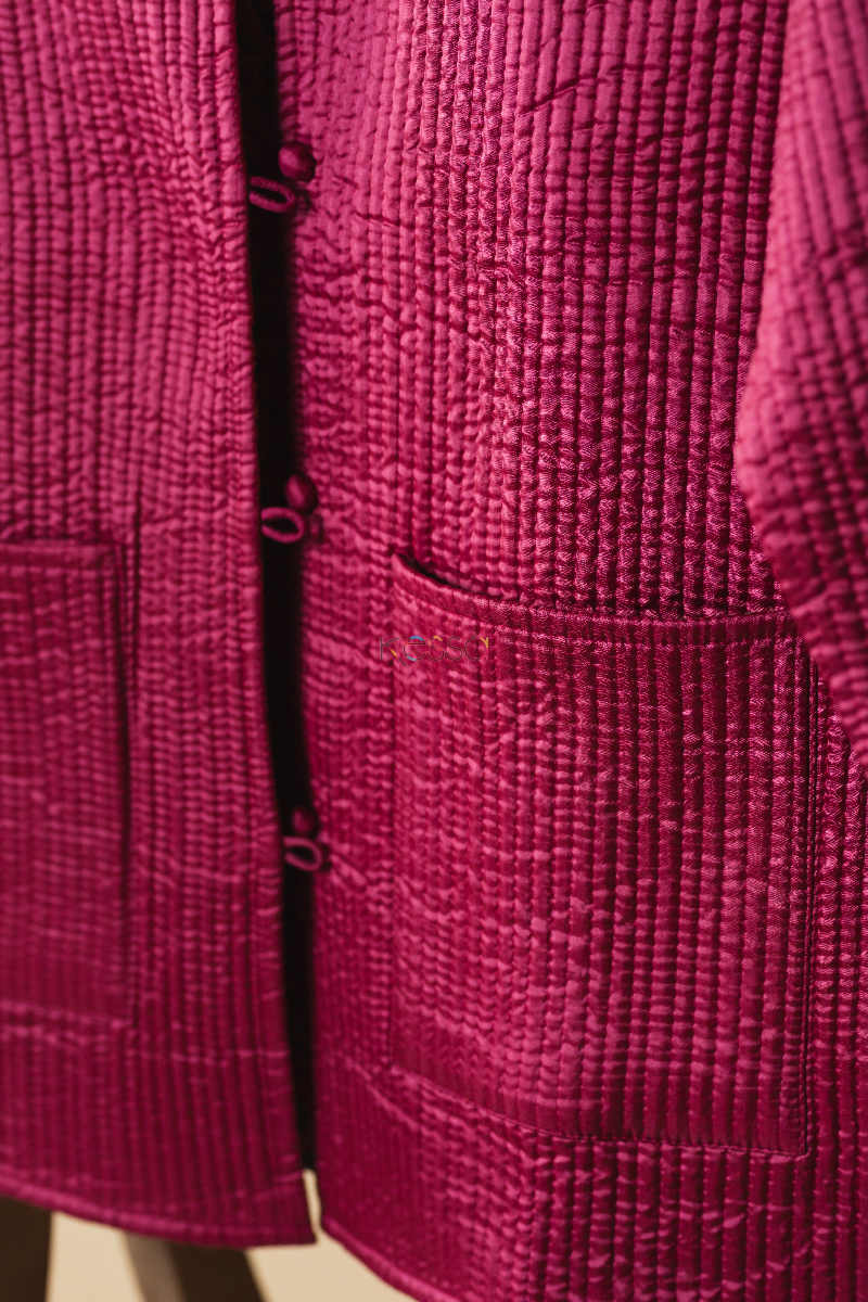 Image for Kusvaa Sjf23 Pink And Green Full Sleeves Jacket Closeup 1