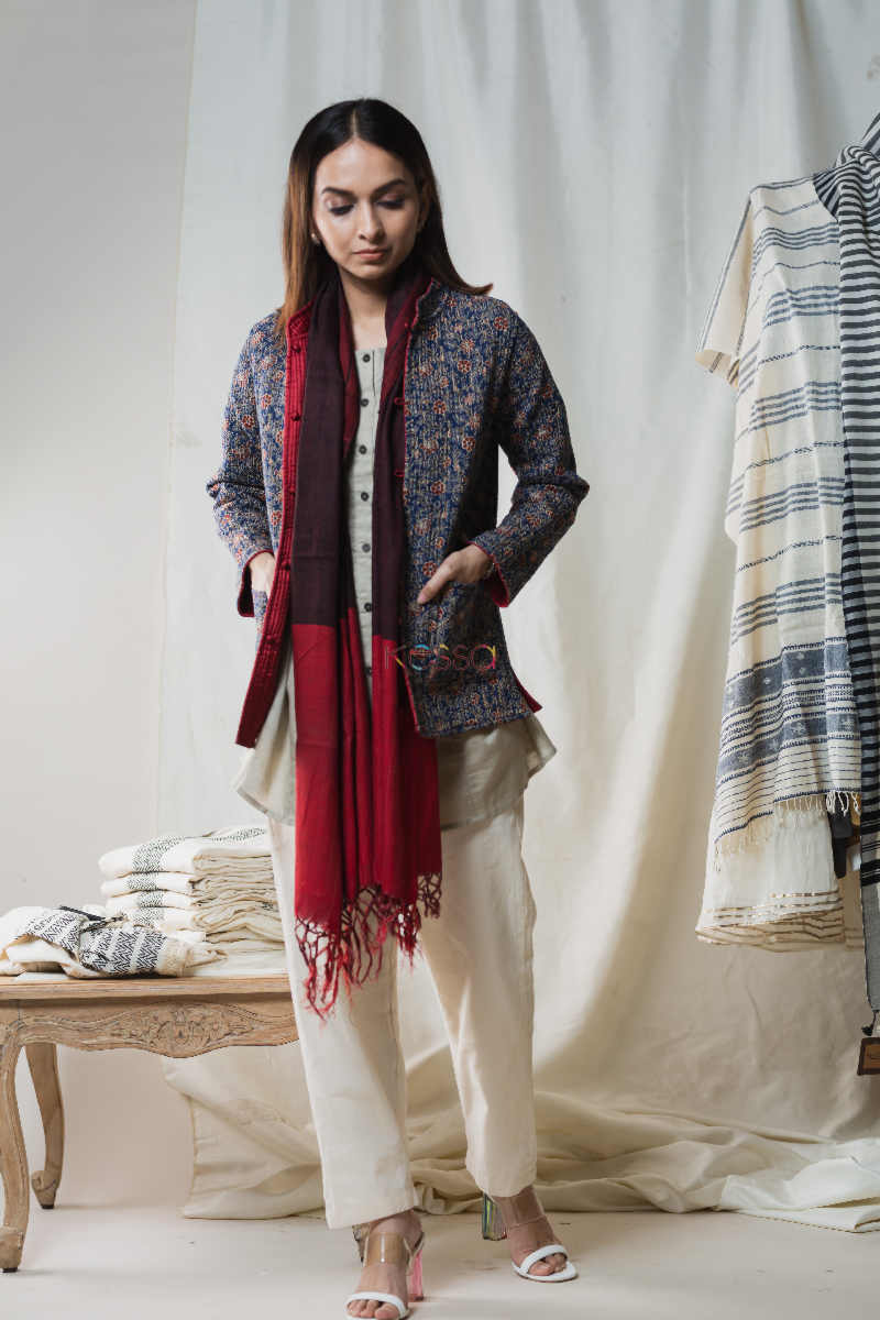 Image for Kusvaa Sjf25 Blue And Maroon Full Sleeves Jacket 2