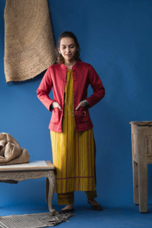 Image for Kusvaa Sjf25 Blue And Maroon Full Sleeves Jacket Feautred